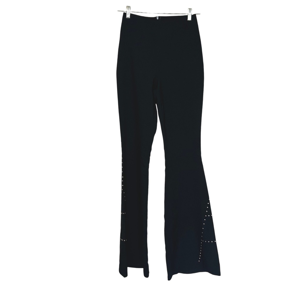 Black Flare Leg Gold Studded Trousers Women's Small Western Edgy Career Unique